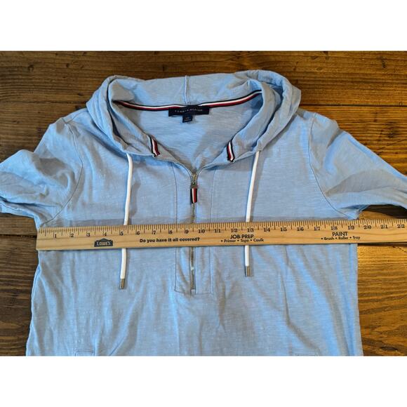 Vintage Tommy Hilfiger Women's Size L Baby Blue Lightweight 1/4 Zip Sweatshirt - Picture 5 of 10